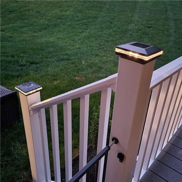 4 Pack Solar Post Lights, Outdoor Fence Post Cap Light Solar Powered Caps - Picture 3 of 7